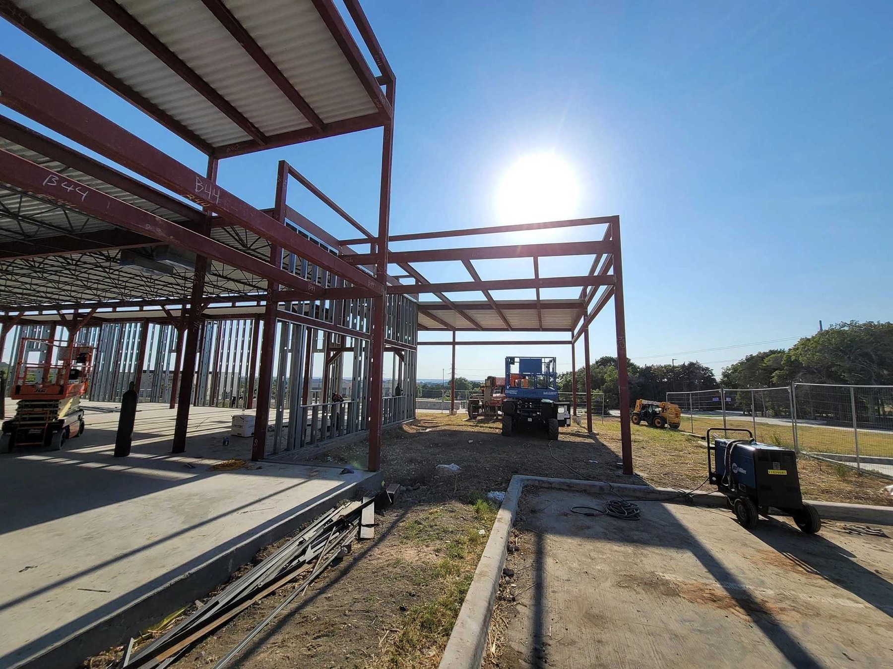 Structural steel frame against the sun